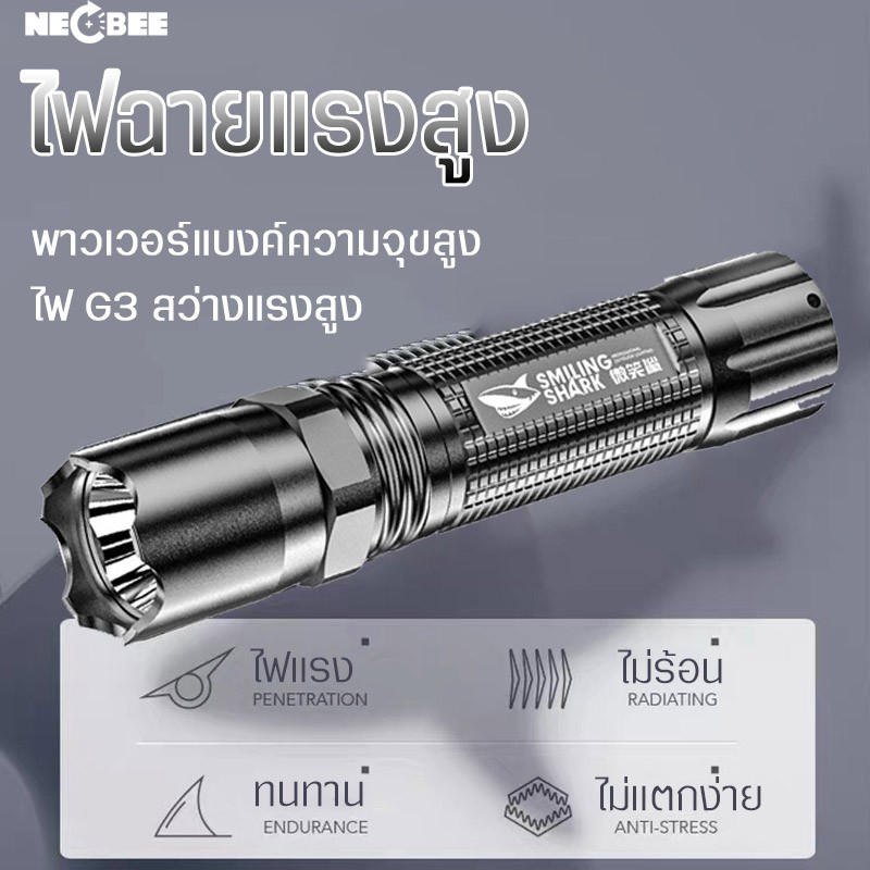 ไฟฉายUSB ไฟฉายมัลติฟังก์ชั่น ไฟฉายพกพา ไฟฉายแรงสูง ไฟฉาย 2in1แบบชาร์จ ไฟฉายเดินป่า ทนต่อแรงกด กันแตก