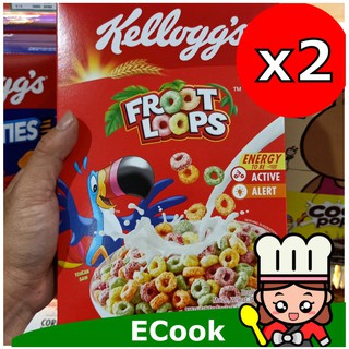 ecook แพคคู่ ถูกกว่า เคลล็อกส์ ฟรุ๊ตลู๊ป ซีเรียล คอร์นเฟลกส์ kelloggscorn flakes fruit loops160 กรัม