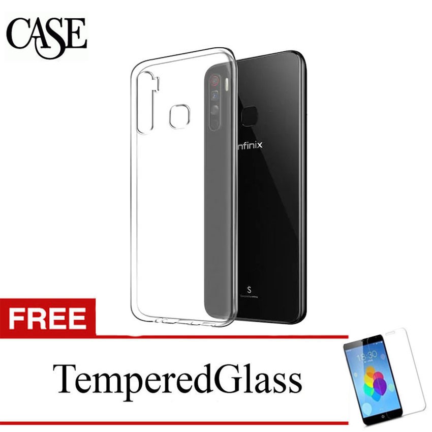 เคสสําหรับ Infinix S5 - S5 Lite - X652 - 6.6 นิ้ว - เคสใสแบบนุ่ม - ฟรีกระจกนิรภัย