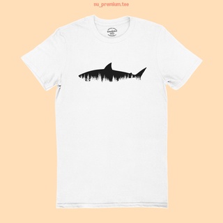 เสื้อยืดลาย ปลา ฉลาม Shark x Forest แนว Hipster มีหลายสี คอกลม แขนสั้น ไซส์ S - 2XL