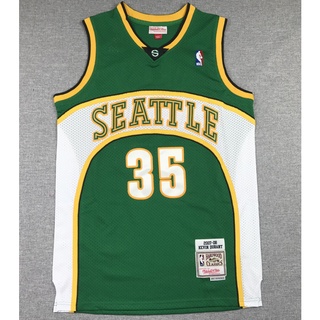 2007-08 ใหม่ NBA Seattle Supersonics รองเท้าลําลอง สําหรับผู้ชาย #เสื้อกีฬาบาสเก็ตบอล ปักลาย Kevin Durant 35 สีเขียว สไตล์เรโทร