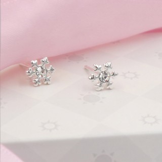 ต่างหูเงินแท้925 แท้ Snow Flakes พลอยswarovski #เกร็ดหิมะ #หิมะ #major silver#silver #925  #minimal #มินิมอล  :  E-sno-7