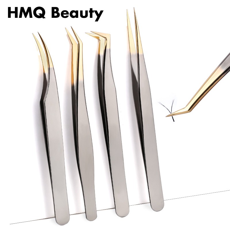 แหนบสเตนเลส 3D สีดํา ทอง สําหรับต่อขนตา แต่งหน้า