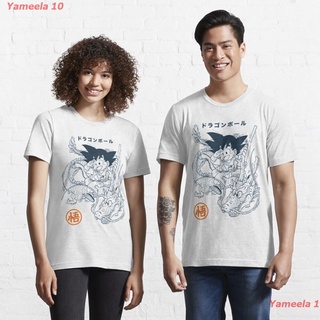 เสื้อยืดผ้าฝ้ายพิมพ์ลายขายดีDragon Ball goku and shenron Essential T-Shirt ดราก้อนบอล Dragon Ball พิมลาย ผู้หญิง เสื้อยื