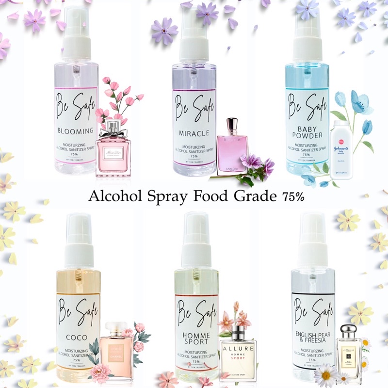แอลกอฮอล์พกพาแบบขวด กลิ่นน้ำหอมเค้าเตอร์แบรนด์  Alcohol spray  Food grade 75%