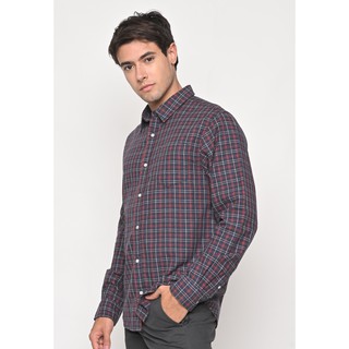 Skelly เสื้อเชิ้ตลายสก็อตแขนยาวผู้ชาย Lucas Flanel Night Plaid Men Long Sleeve Checkered Shirt