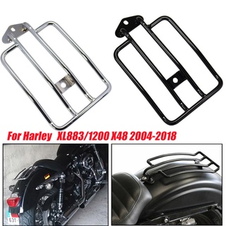 Rear Fender Shelf Solo Seat Luggage Rack Support For Harley Sportster XL 883 1200 48 2004-2019 Black/Chrome