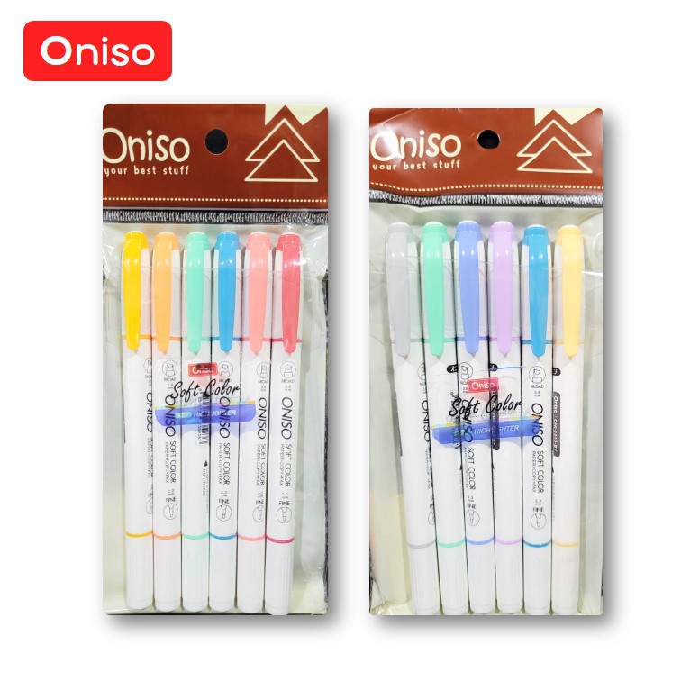 ปากกาเน้นข้อความ Oniso สีพาสเทล 2 หัว (โทนอ่อน/โทนเข้ม) รุ่น oni-1510 ไฮไลท์พาสเทล ไฮไลท์สีพาสเทล Soft color highlighter