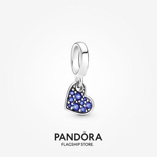 Pandora จี้รูปหัวใจเอียง สีฟ้า ของขวัญวันเกิด สําหรับสุภาพสตรี p825