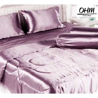 OHM ผ้านวมคลุมเตียง 90 นิ้ว x 100 นิ้ว ผ้าเครปซาติน 220 เส้น (สีชมพูกะปิ)