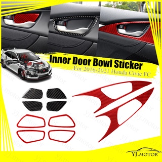 ฝาครอบมือจับประตูด้านใน คาร์บอนไฟเบอร์ สําหรับ Honda Civic FC 2016-2021 Inner Door Panel Cover Door Bowl Sticker