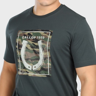 เสื้อยืดสีขาวGALLOP : เสื้อยืดผ้าคอตตอนพิมพ์ลาย Graphic Tee รุ่น GT9083 สีเทาชาโค ราคา 790.-