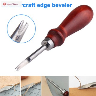 TF▶ Leathercraft Edge Skiving Beveler Wood Handle Edge Cutting Beveling Leather Craft Tool 0.8/1/1.2mm