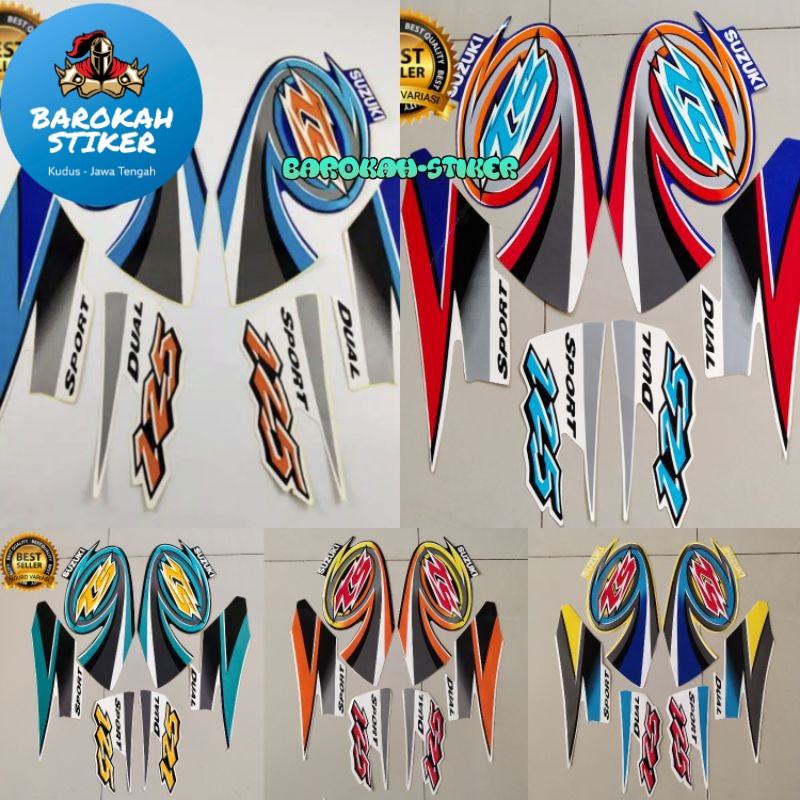 สติ๊กเกอร์ Striping polet สําหรับ suzuki ts 125 ts125 2004 2005 รายการสีฟ้าและสีขาวมาตรฐานคุณภาพ Barokah สติกเกอร์