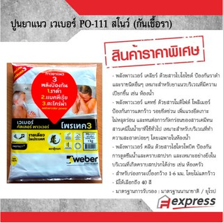 ปูนยาแนว เวเบอร์คัลเลอร์ พาวเวอร์ ตราตุ๊กแก PO-111 สีขาวสโนว์ ป้องกันราดำและราชนิดอื่นๆ