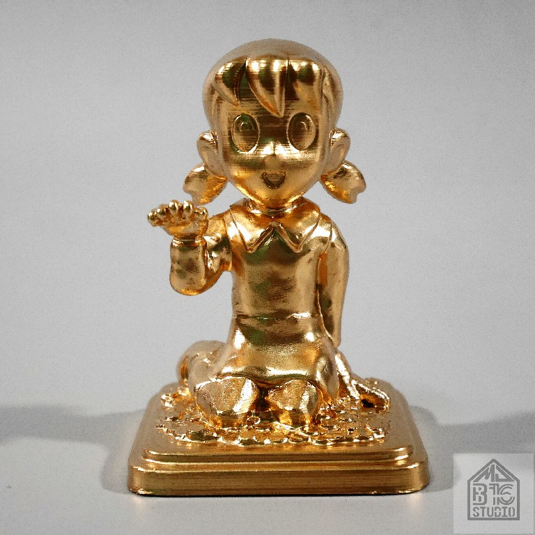 รูปปั้น นางกวัก ชิซูกะ Doraemon วัตถุมงคล art toy ของสะสม สีทองคำ 10 cm.