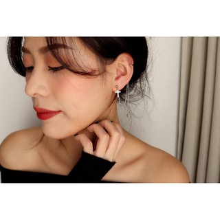 Silver Cross Earcuff x Chain (C06)(สีเงิน / 1ชิ้น)