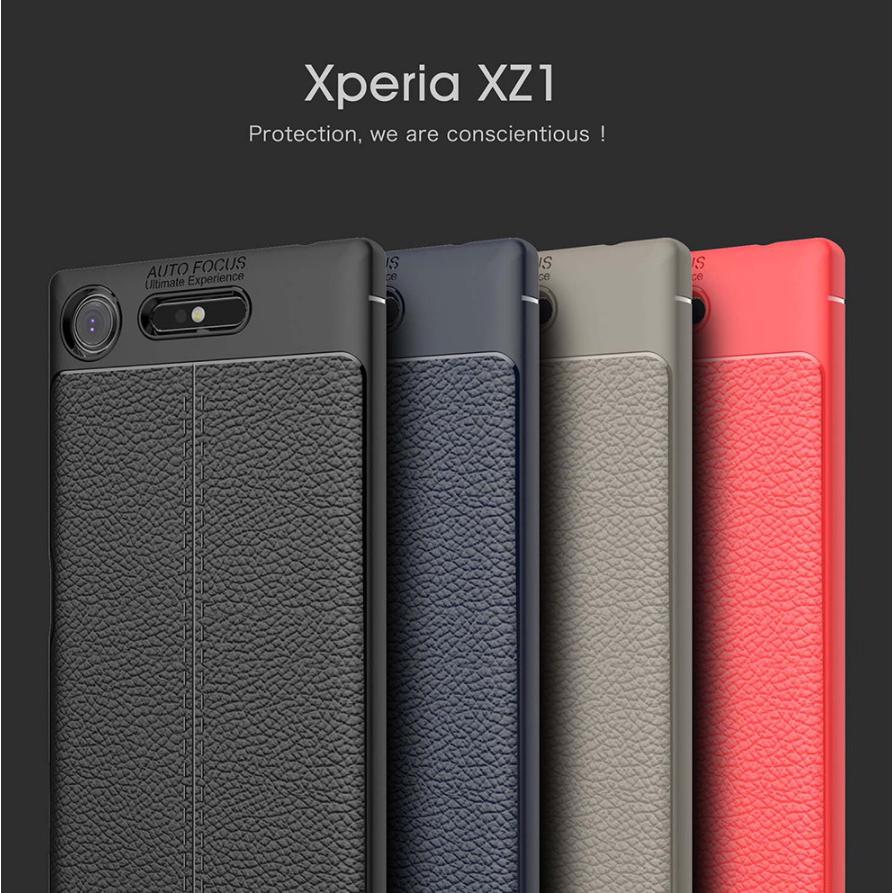 เคส สำหรับ Sony Xperia XZ1 Dermatoglyph Full Cover Leather TPU Case