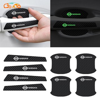 GTIOATO ติดมือจับประตูรถยนต์ คาร์บอนไฟเบอร์ส่องสว่าง กันรอยขีดข่วนสีฟิล์มตอนเปิดสติกเกอร์ตกแต่งรถยนต์ ป้องกันรอย ติดรถ ที่จับ สำหรับ Nissan March Almera Navara Tiida นิสสันมาร์ช Titan นิสสันอัลเมร่า นิสสัน Sylphy JUKE Terra อัลเมร่า X Trail มาร์ช Teana