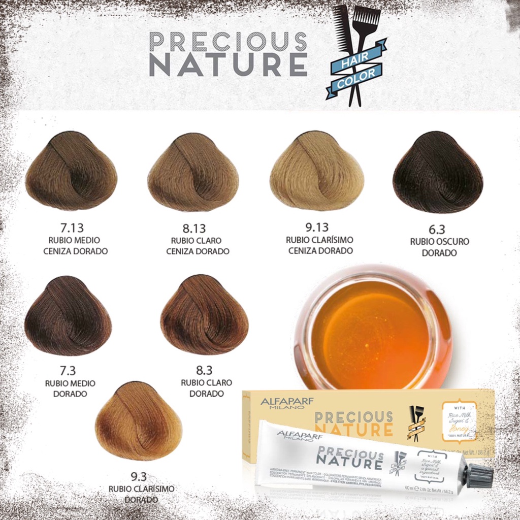 Alfaparf Precious Nature color creme 60ml ยาย้อมผมปกปิดผมขาวปราศจาก ammonia , PPD , Resorcinol พร้อม