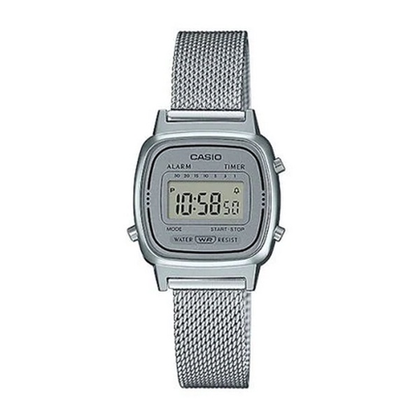 Casio Standard Digital นาฬิกาข้อมือผู้หญิง สายสแตนเลส รุ่น LA670,LA670WEM,LA670WEM-7 - สีเงิน