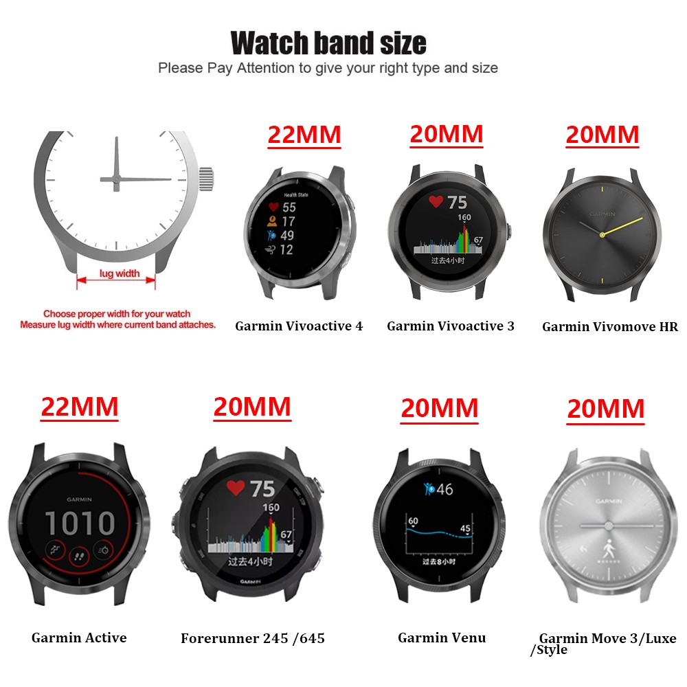 สายนาฬิกาข้อมือซิลิโคน สําหรับ Garmin Vivoactive 3 4 HR Garmin Sq Active Move Venu 2 20 มม. 22 มม.
