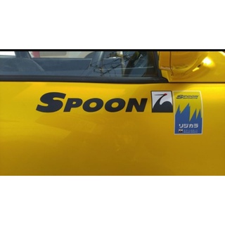 SPOON +นก( 2 ชิ้น ) ร้านGoong Sticker สติ๊กเกอร์spoonสำหรับติดใต้กระจกมองข้างรถยนต์ งานตัดไม่มีพื้นหลัง(สินค้าผลิตใหม่)