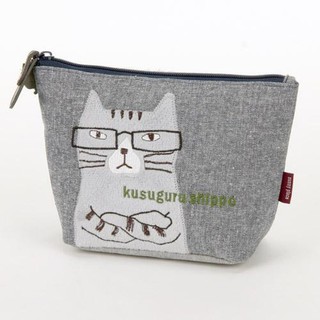 Lulugift Nekozawa Kusuguru Shippo Makeup Bag กระเป๋าแต่งหน้า - Gray สีเทา