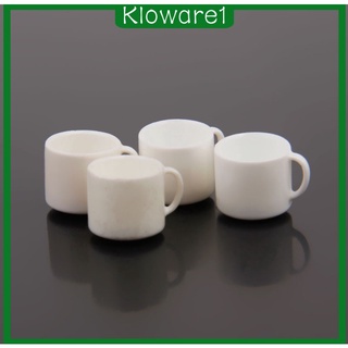 [KLOWARE1] 4pcs Miniature White Coffee Mug Cup Kitchen Ware 1/12 Scale Dollhouse Accs