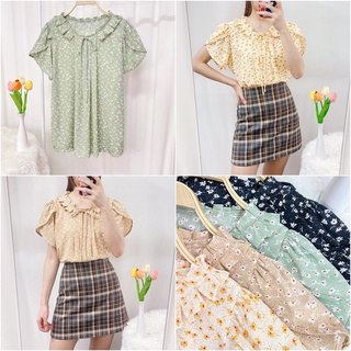 TN🐰เสื้อคอระบายตีเกล็ดแขนบัว(OD)