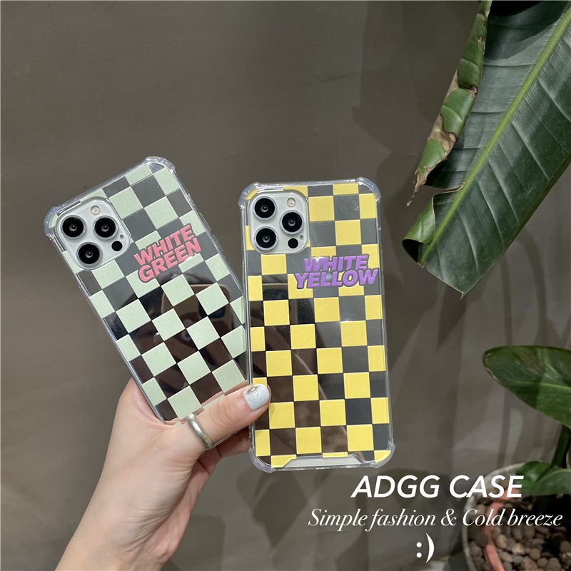 English Mirror Checkerboard iPhone11 Apple 12pro Max Mobile Shell xr/xsmax/8p Sof