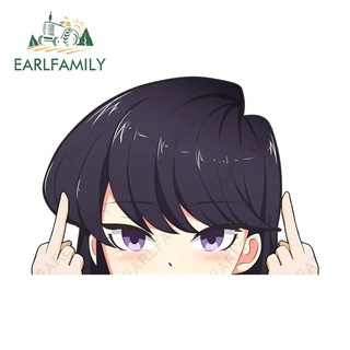 Earlfamily สติกเกอร์ ลายการ์ตูนอนิเมะ Komi San Peeker กันน้ํา 13 ซม. x 8.9 ซม. สําหรับติดตกแต่งหน้าต่างรถยนต์ รถจักรยานยนต์