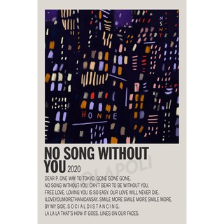 โปสเตอร์ มันวาว พิมพ์ด้านเดียว ขนาด A5 14.8 ซม. x 21 ซม. รูปปกอัลบั้ม No Song Without You Honne