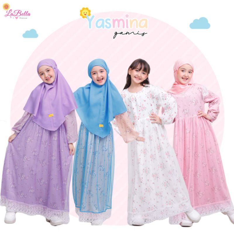 Labella ชุดเดรสเด็ก Gamis/เดรสเด็กผู้หญิง/เสื้อผ้าเด็กผู้หญิง Yasmina Floral Motif Daisy Gamis