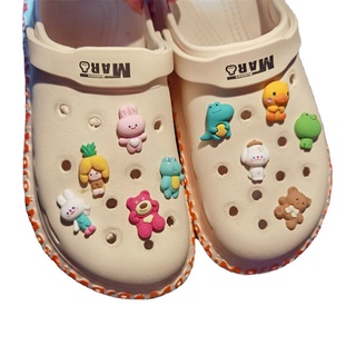 กระต่าย ไดโนเสาร์ น่ารัก สําหรับ Crocs Pins ชุด Sanrio Duck Jibits Charm Flower Bear Jibitz Crocks สําหรับเด็ก ตกแต่งรองเท้า