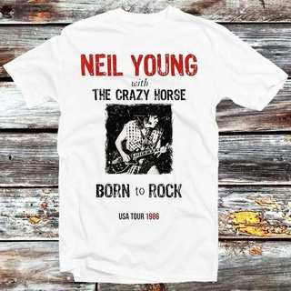 เสื้อยืด พิมพ์ลายม้า Neil Young Crazy แฟชั่นฤดูร้อน สําหรับผู้ชาย