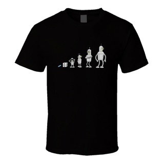 เสื้อยืดตัวล่าสุดเสื้อยืด ผ้าฝ้าย 100% พิมพ์ลายหุ่นยนต์ Evolution Of Futurama Bender Robot ระบายอากาศ สําหรับผู้ชายS-5XL