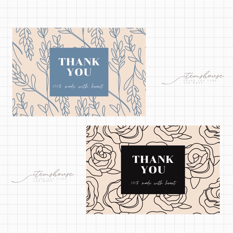 THANK YOU CARD รุ่น BLOOM การ์ดขอบคุณ บัตรขอบคุณ สไตล์มินิมอล สำหรับแม่ค้าออนไลน์