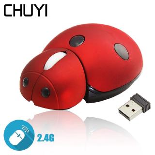 CHUYI Wireless Mouse Mini Ladybug Cute Cartoon Usb 3000 DPI Laser 3D Mice Computer Mouse For Kids Gift Laptop