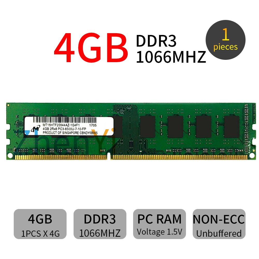 Micron DDR3 4GB computer RAM DESKTOP PC RAM 1066MHz 240pin PC3-8500 1.5V 2Rx8 memory AD34