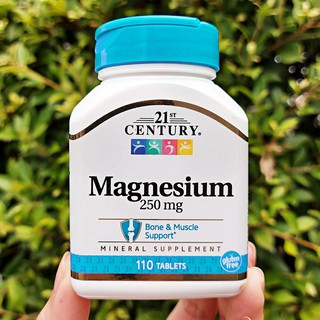 แมกนีเซียม Magnesium + Calcium 250 mg 110เม็ด (21st century) บำรุงกระดูกและกล้ามเนื้อ Bone &amp; Muscle Support