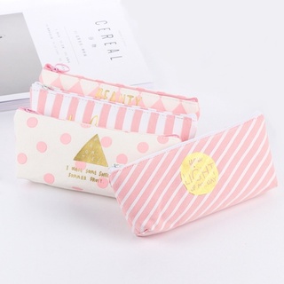 PINK PVSSY กระเป๋าดินสอ Pencil Case โทน สีชมพู ลายตาราง สีทอง ใส่เครื่องเขียน เครื่องสำอาง สำหรับ เด็ก หรือ ผู้หญิง