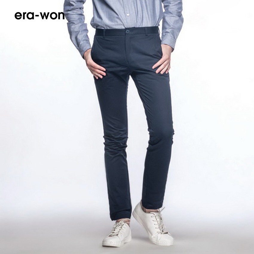 era-won กางเกงสแลคขายาว ทรงกระบอกเล็ก Workday Maxmove สีกรม (E19-2201NB)