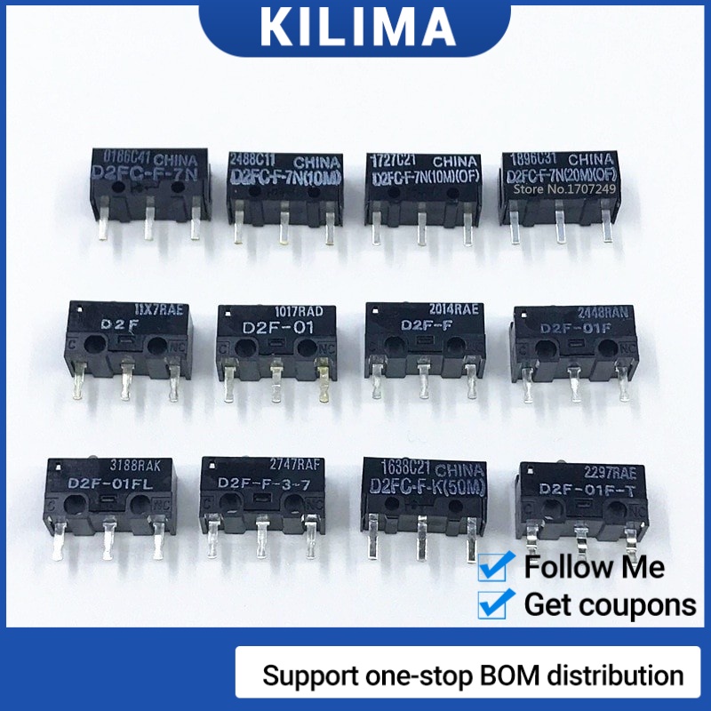 2 ชิ้นเมาส์ไมโครสวิตช์ D2FC-F-7N 10 เมตร 20 เมตร D2FC-F-K(50M) D2F D2F-F D2F-01 D2F-01L D2F-01F