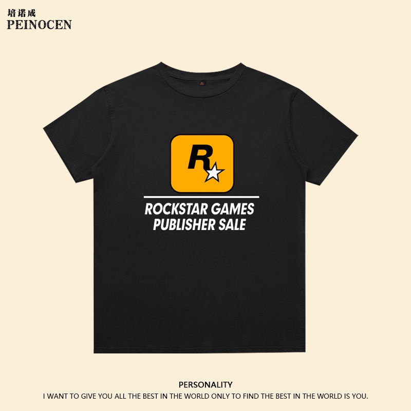 เสื้อยืดผู้ชาย gta5 อุปกรณ์ต่อพ่วง r เกมสตาร์ เสื้อยืด เกม Rockstar เครื่องเล่นวิดีโอเกม เยาวชนชาย แขนสั้น S-5XL