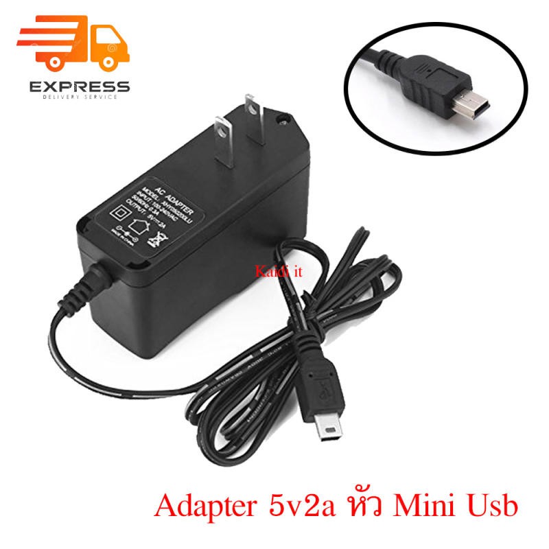 Adapter 5v2a หัว mini usb,5pin อแดปเตอร์ หัว 5 พิน สำหรับลำโพงวิทยุ กล้องหน้ารถ และอื่นๆ สายยาว 1 เมตร