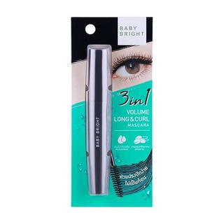 BABY BRIGHT 3 IN 1 VOLUME LONG &amp; CURL MASCARA 8G  90916 เบบี้ไบร์ท ทรี อิน วัน วอลลุ่ม ลอง แอนด์ เคิร์ล มาสคาร่า 8 กรัม