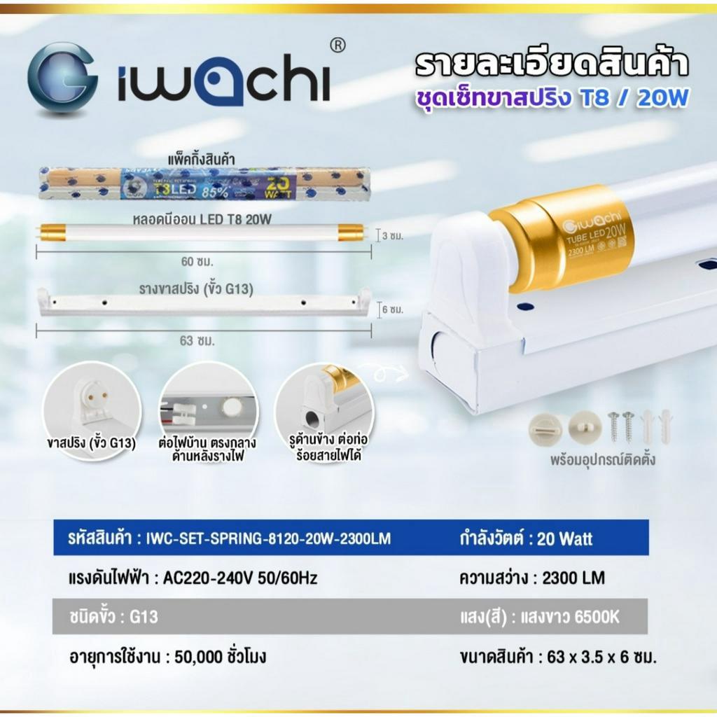 ชุดเซ็ทหลอดนีออน (ขาสปริงสั้น)SET-SPRING-8120-T8-20W-2300LM