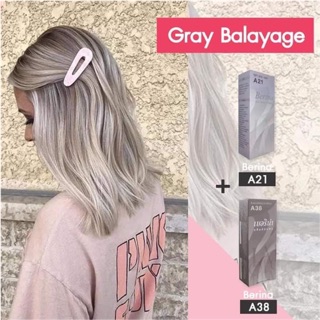 น้ำยาย้อมผม เบอริน่า A21+A38 สีเทา Gray Balayage