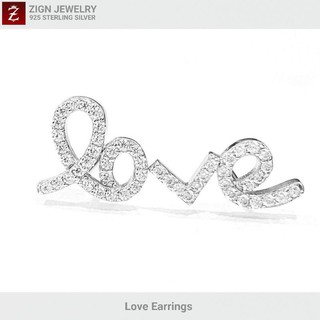 Zign Jewelryต่างหูเพชรเงินแท้925 รุ่นES0029 Love